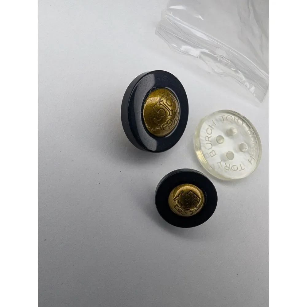 Vintage Tory Burch 3 Piece Replacement Buttons‎ Navy Blue & Metal 3/4